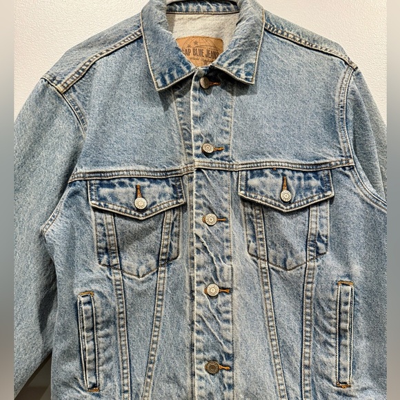 Vintage GAP Blue Jeans Denim Raw Jacket Classic Y2K Trucker 90s Style/men size S - Picture 5 of 13